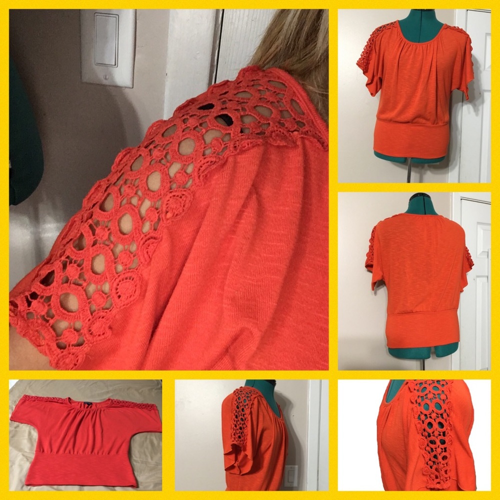 A.BYER orange cold shoulder top